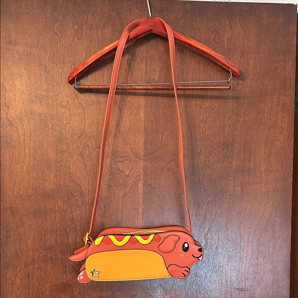 Squishable Hot Dog Dachshund Crossbody Bag - Orange & Yellow
